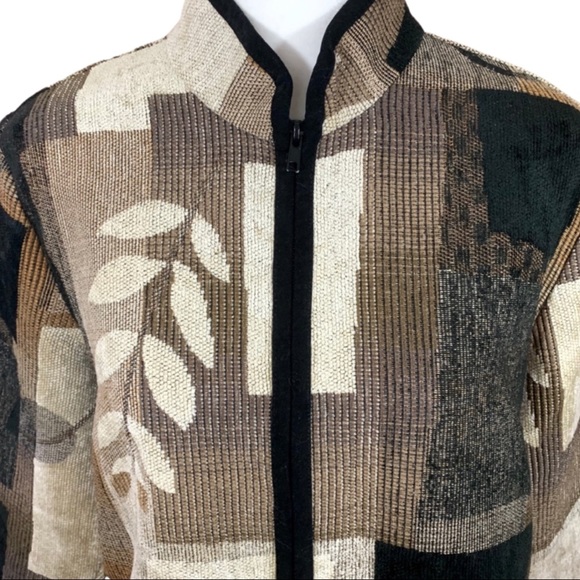 Coldwater Creek Brown/Black Zip Up Blazer - P L - Picture 4 of 8